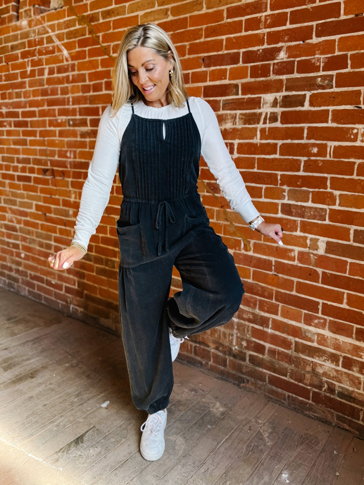 Easy Does it Jumpsuit, Ash Black