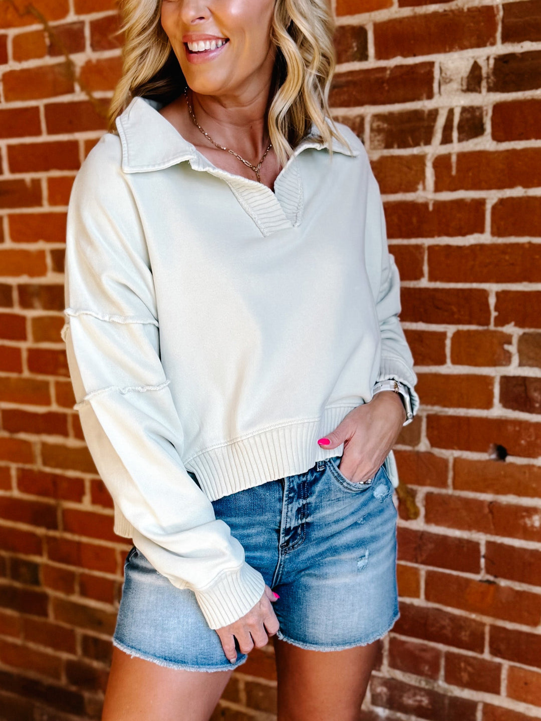 Easy Intent Mineral Wash Pullover, Sage