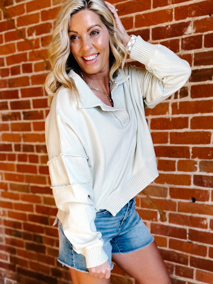 Easy Intent Mineral Wash Pullover, Sage