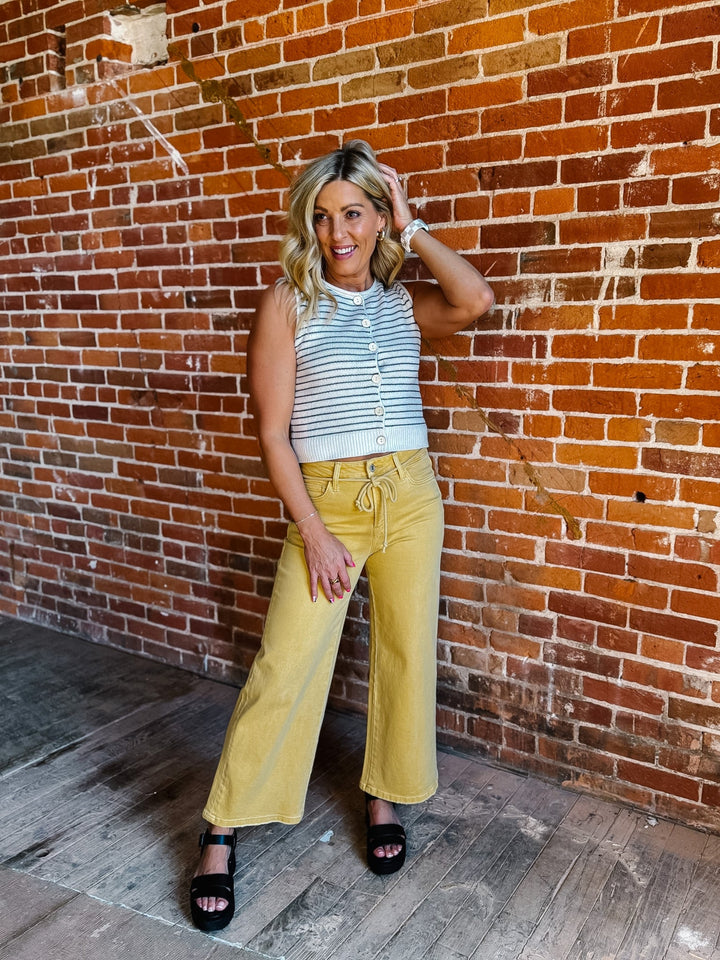 Easy Layer Striped Vest, Cream