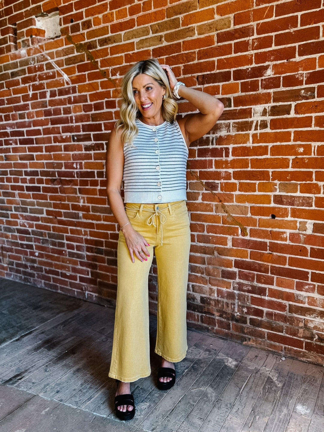 Easy Layer Striped Vest, Cream