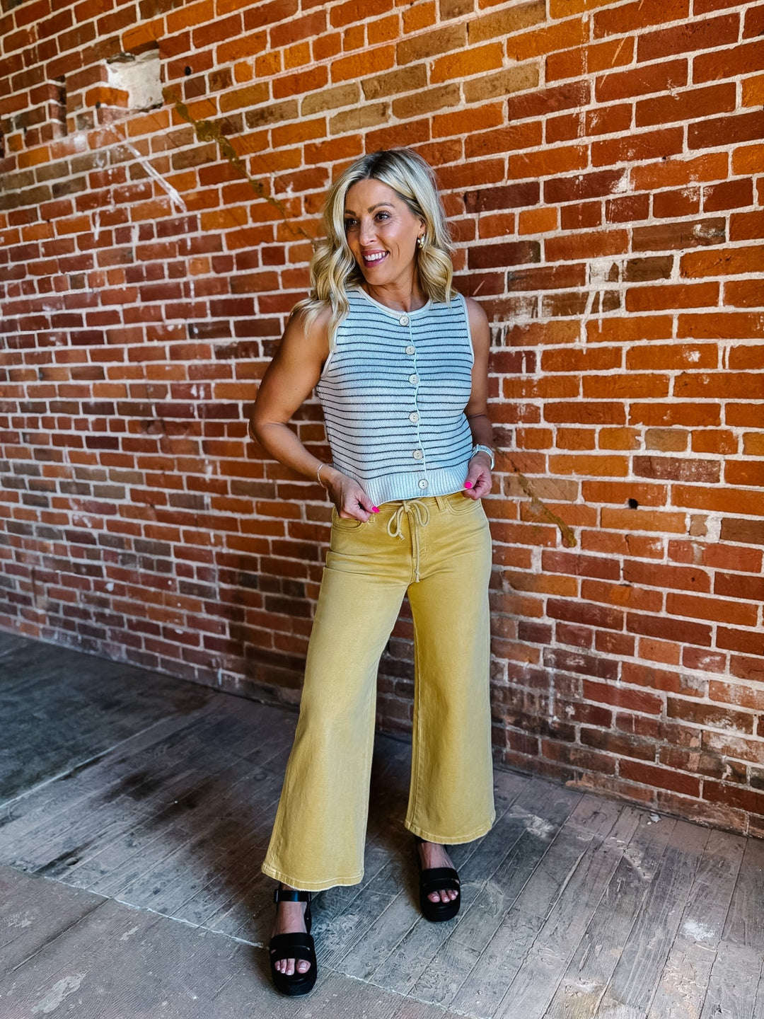 Easy Layer Striped Vest, Cream
