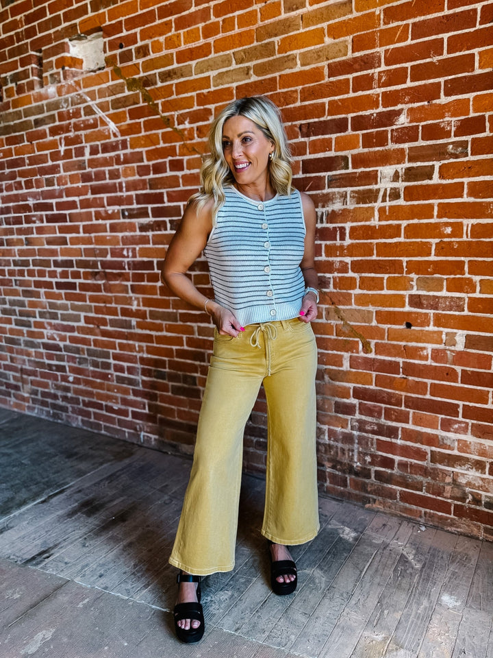 Easy Layer Striped Vest, Cream