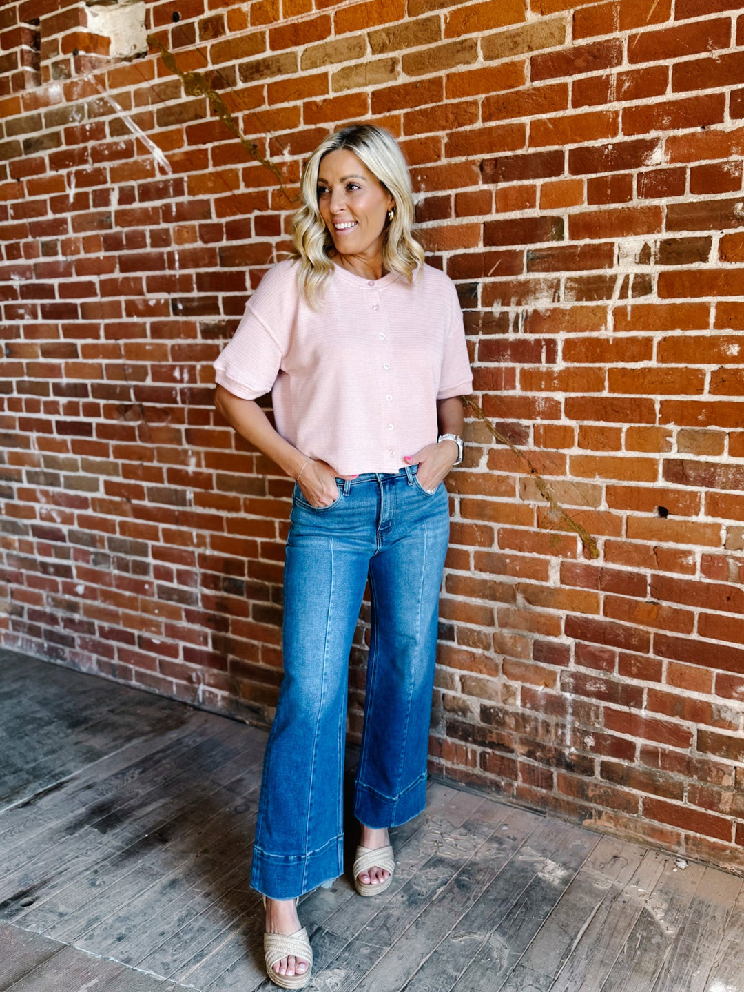 Easy Living Button Up Cardigan, Light Pink