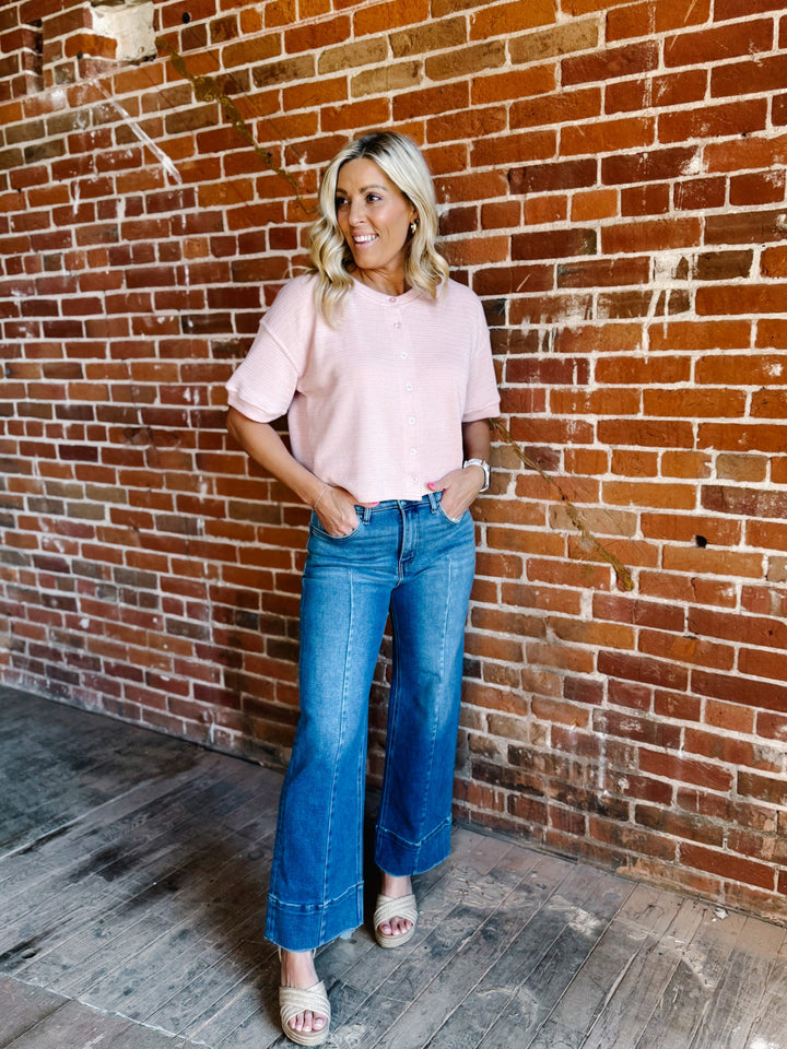 Easy Living Button Up Cardigan, Light Pink