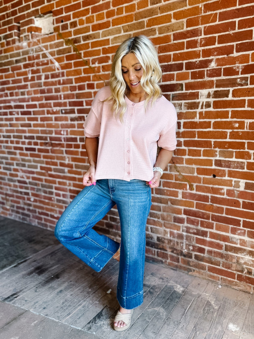 Easy Living Button Up Cardigan, Light Pink
