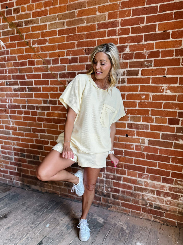 Easy Texture Honeycomb Knit Top, Lemonilla