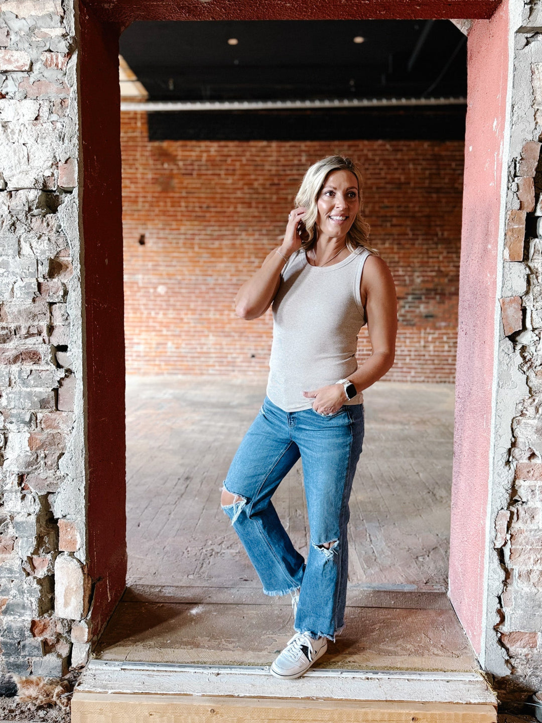 Edlin Tank Top, Heather Taupe