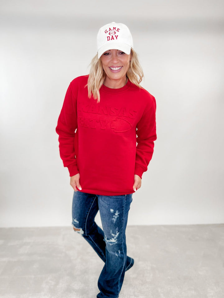 Kansas City Embossed Sweatshirt, Red