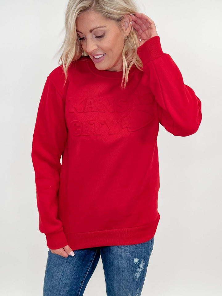 Kansas City Embossed Sweatshirt, Red