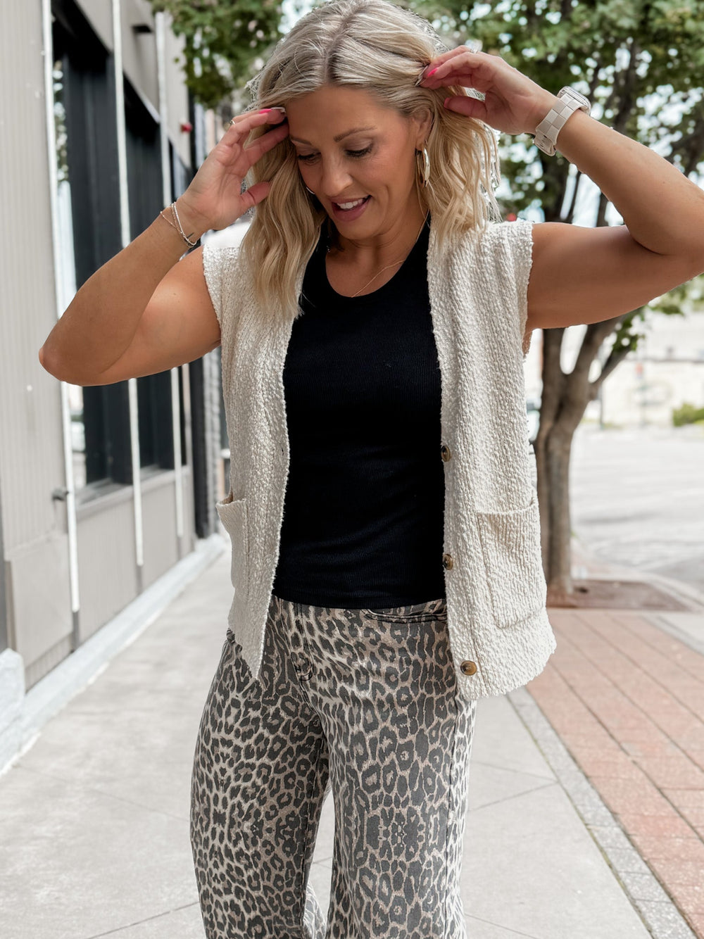 Emma Sleeveless Cardigan, Antique White