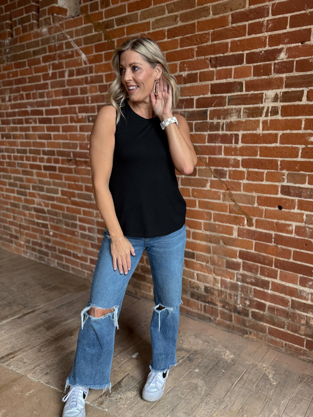 Euclid Ribbed Tank, Black