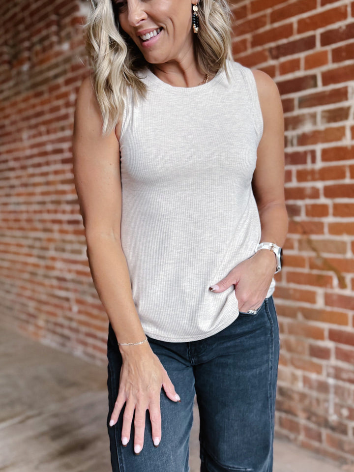 Euclid Ribbed Tank, Oatmeal