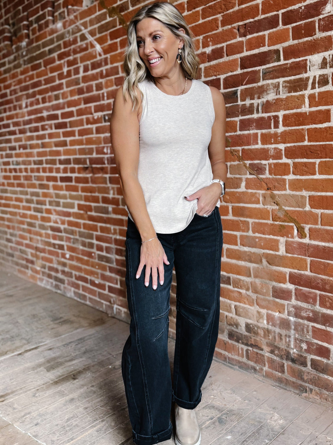 Euclid Ribbed Tank, Oatmeal