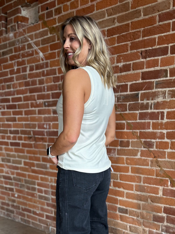 Euclid Ribbed Tank, Off White