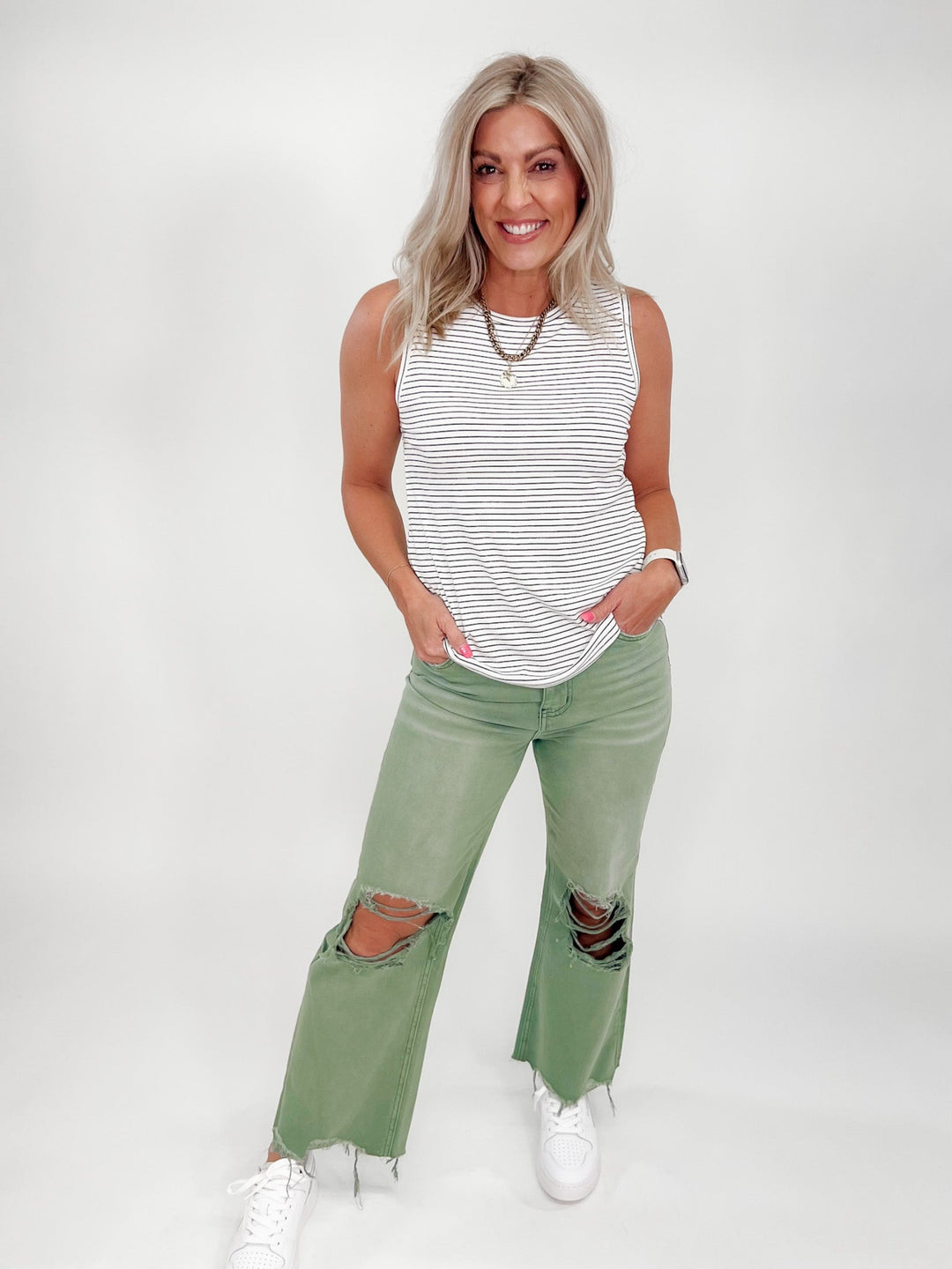 Are You Ready 90's Vintage Crop Flare, Army Green