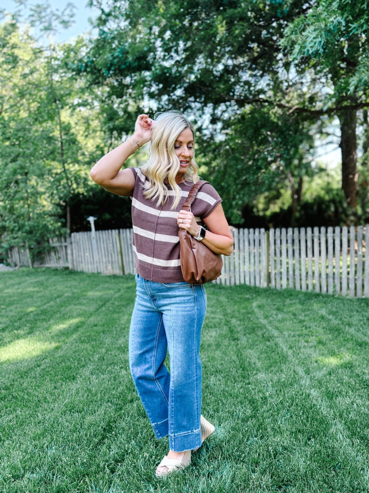 Everyday Ease Striped Knit Sweater, Brown