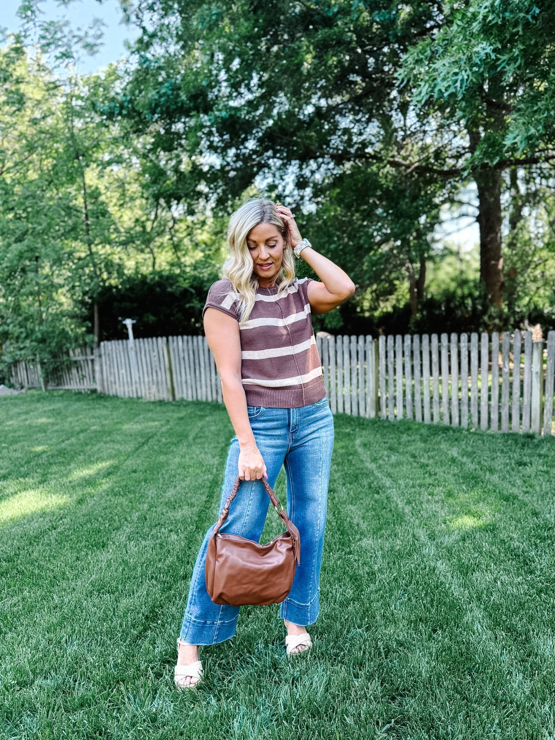 Everyday Ease Striped Knit Sweater, Brown