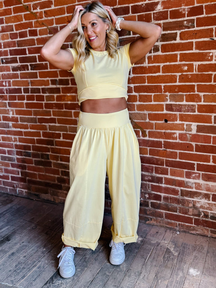 Everyday Flow Wide Leg Pants, Butter Yellow