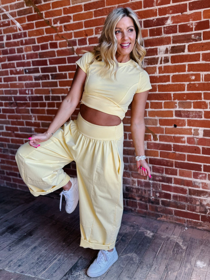 Everyday Flow Wide Leg Pants, Butter Yellow