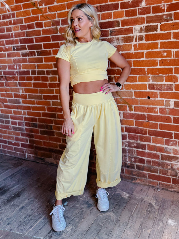 Everyday Flow Wide Leg Pants, Butter Yellow