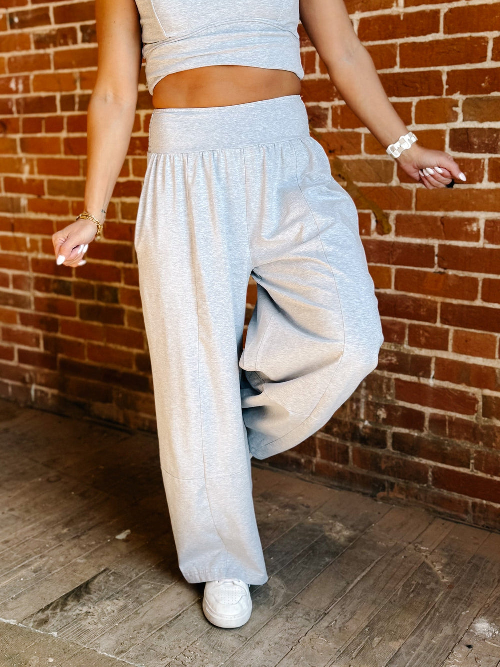Everyday Flow Wide Leg Pants, Heather Grey