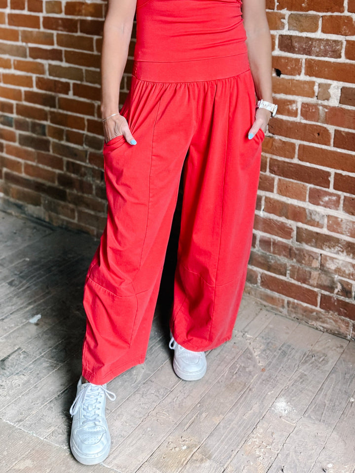 Everyday Flow Wide Leg Pants, Red