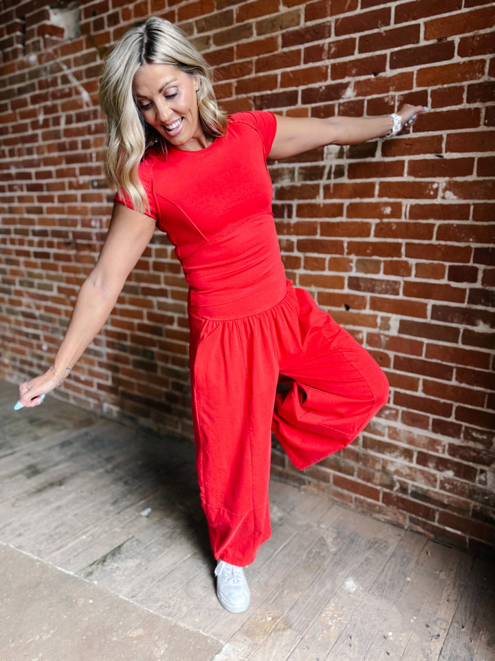 Everyday Flow Wide Leg Pants, Red