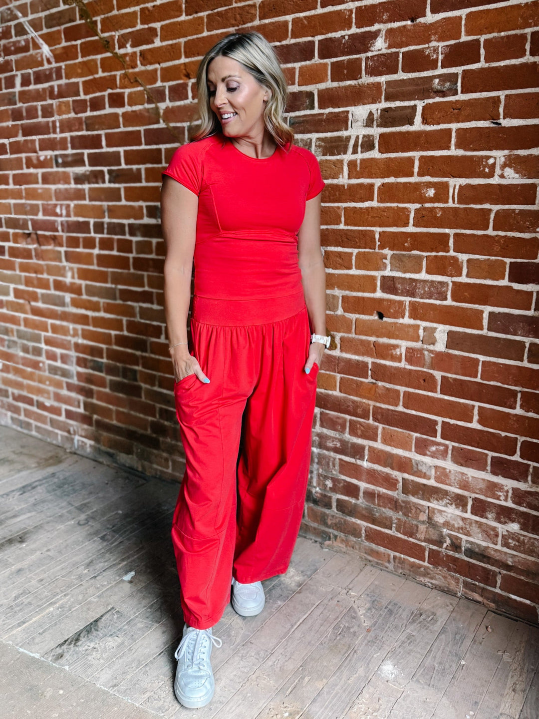 Everyday Flow Wide Leg Pants, Red