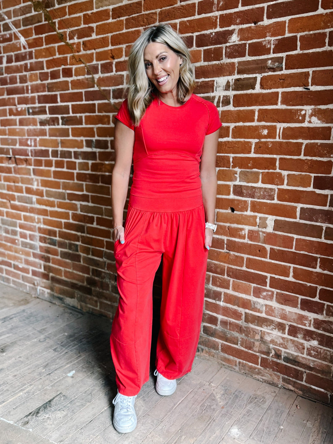 Everyday Flow Wide Leg Pants, Red