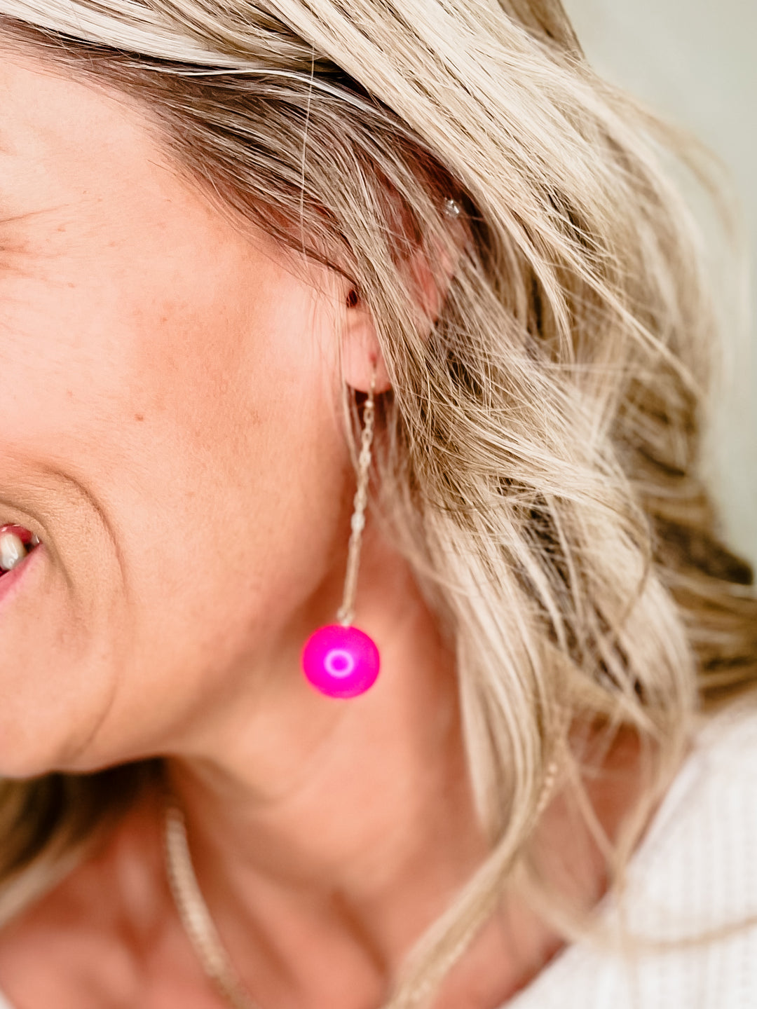 Dropped The Ball Earrings, Hot Pink