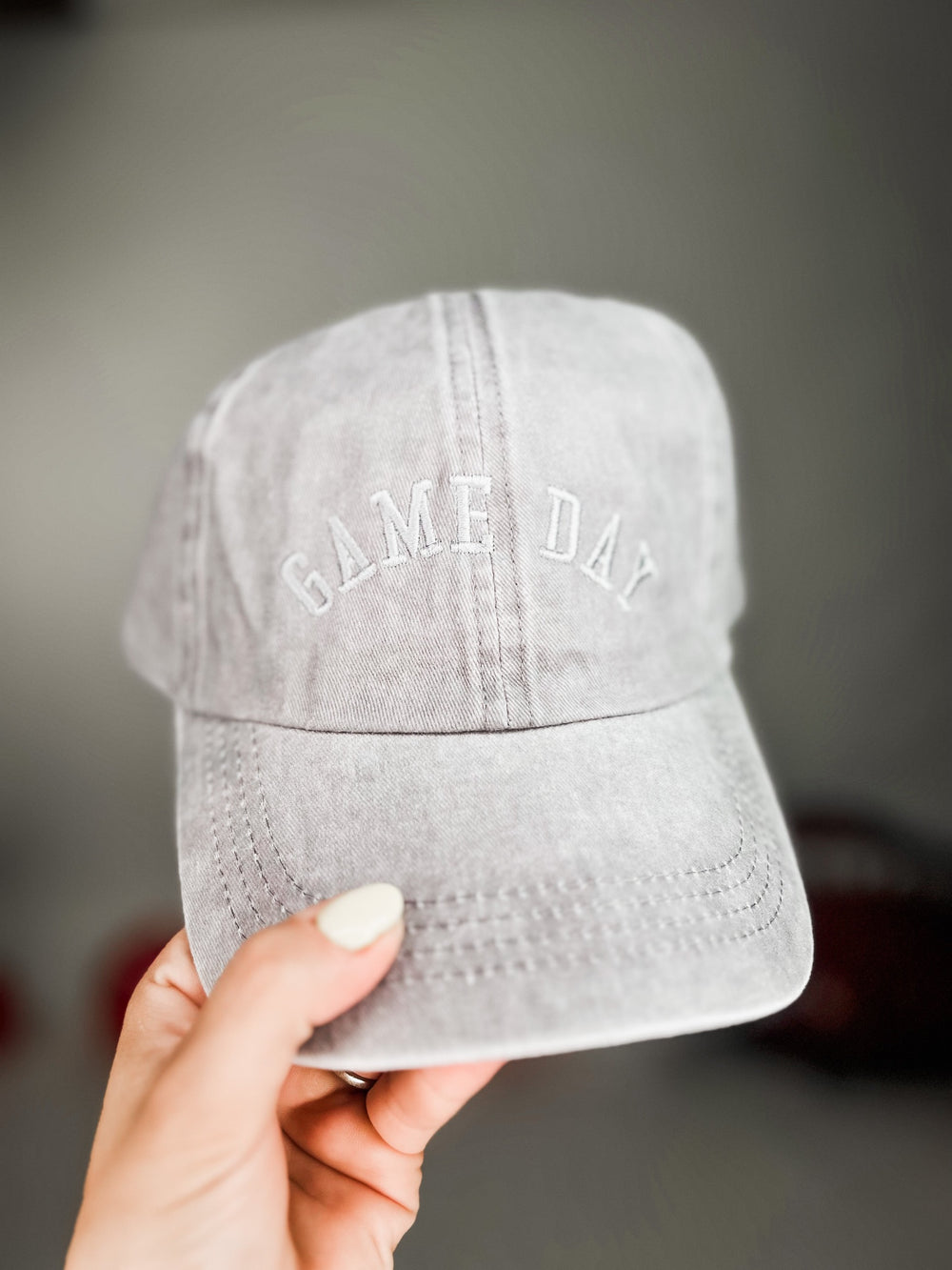 Gameday Embroidered Baseball Hat, Grey
