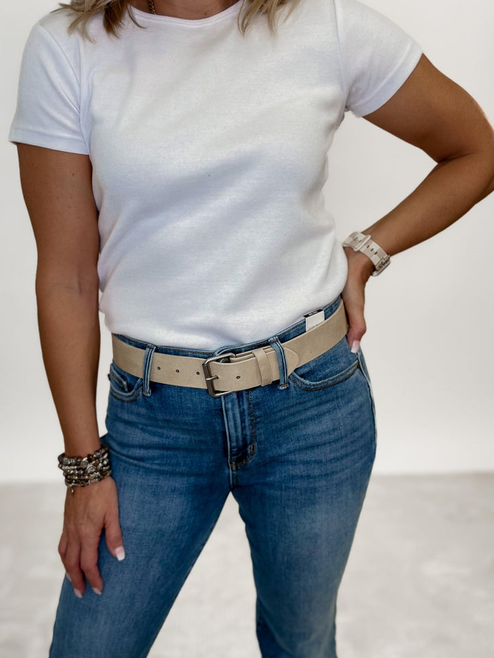 Faux Leather Belt, Blonde