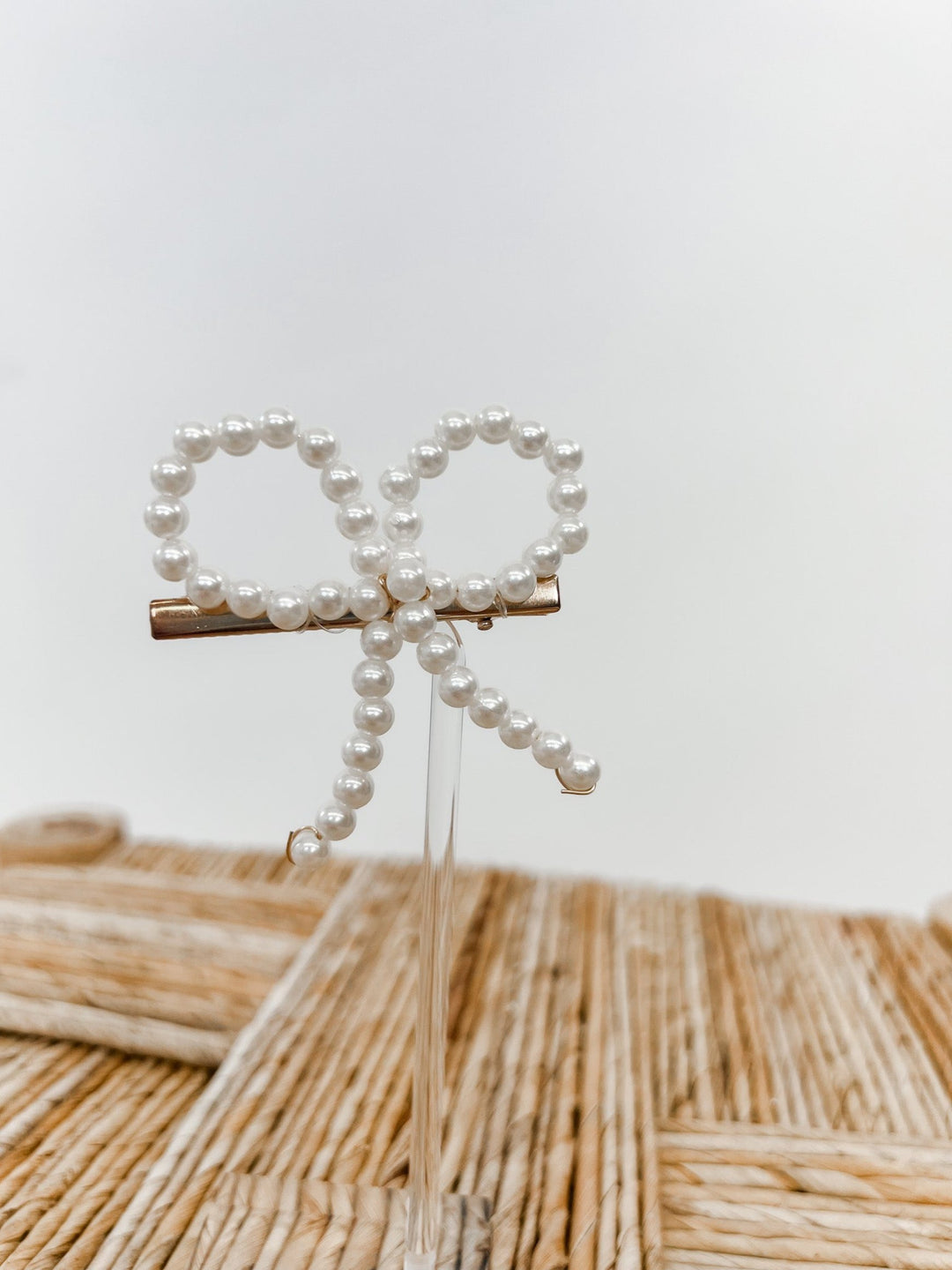 Faux Pearl Bow Hair Clip