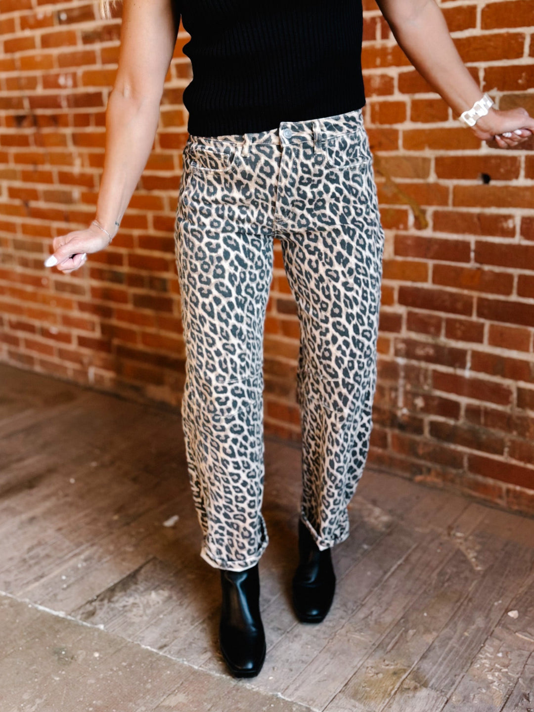 Fierce & Flow Barrel Jeans, Animal Print
