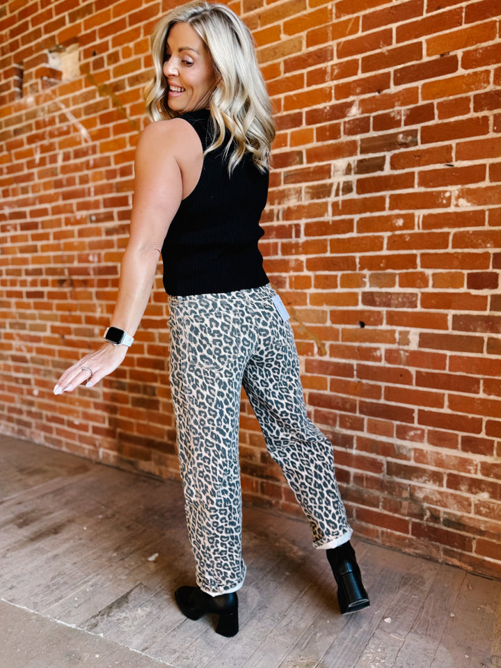 Fierce & Flow Barrel Jeans, Animal Print
