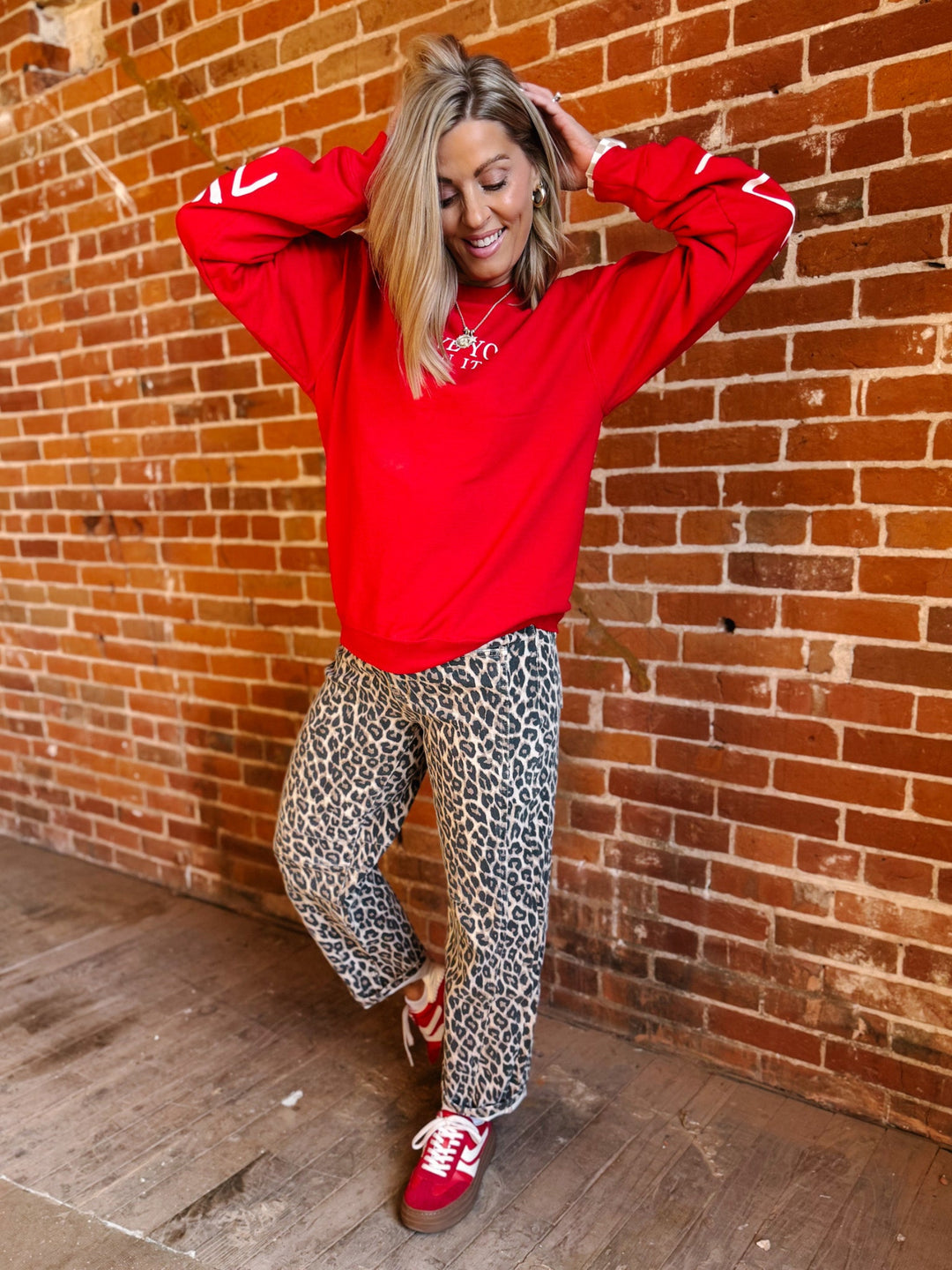 Fierce & Flow Barrel Jeans, Animal Print