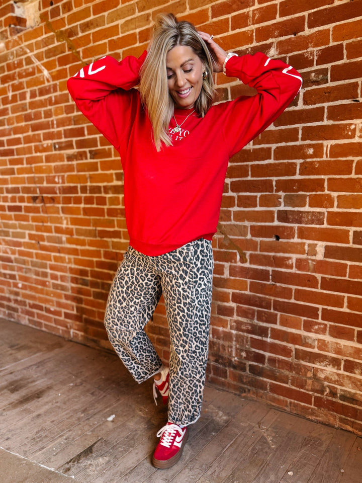 Fierce & Flow Barrel Jeans, Animal Print