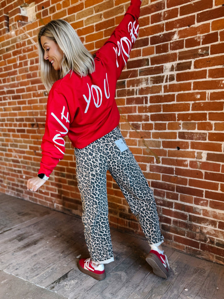 Fierce & Flow Barrel Jeans, Animal Print