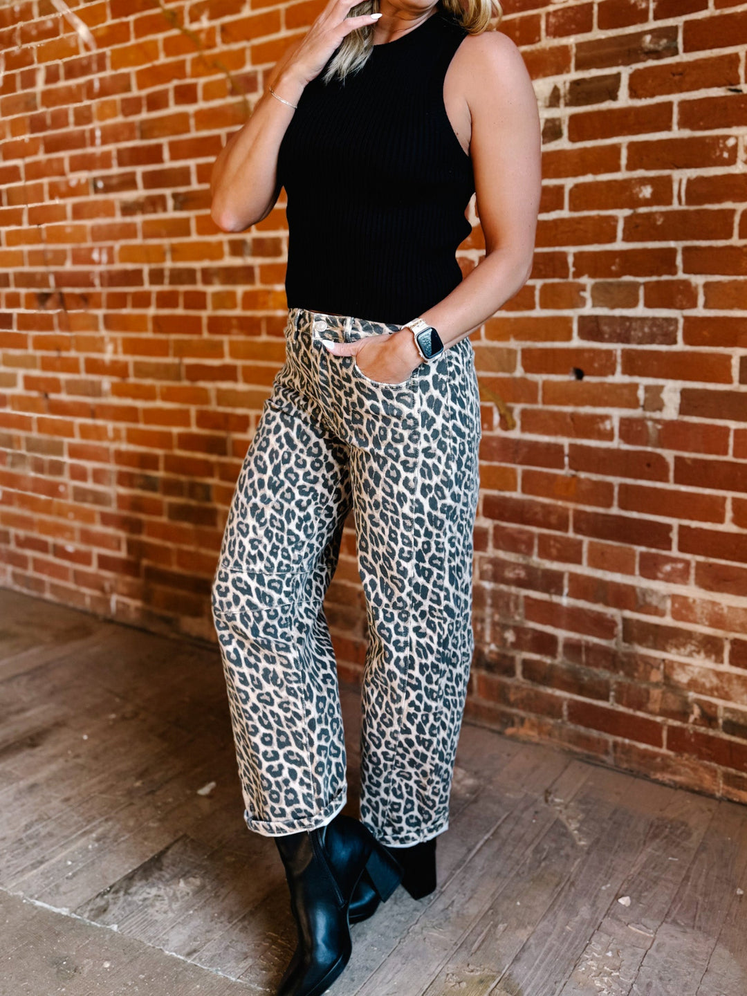 Fierce & Flow Barrel Jeans, Animal Print