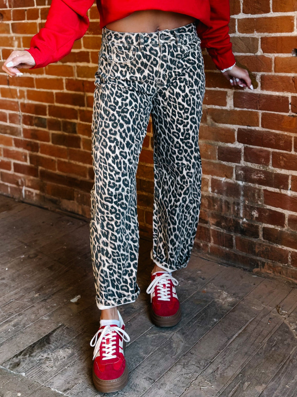 Fierce & Flow Barrel Jeans, Animal Print