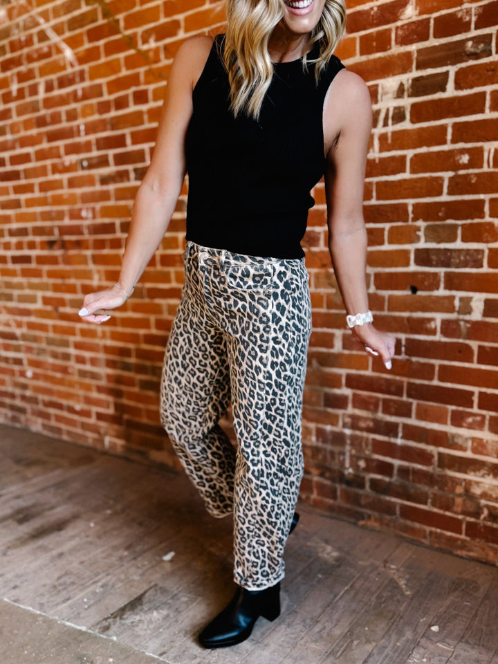 Fierce & Flow Barrel Jeans, Animal Print