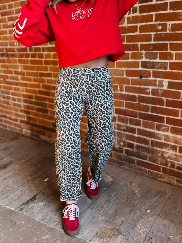 Fierce & Flow Barrel Jeans, Animal Print