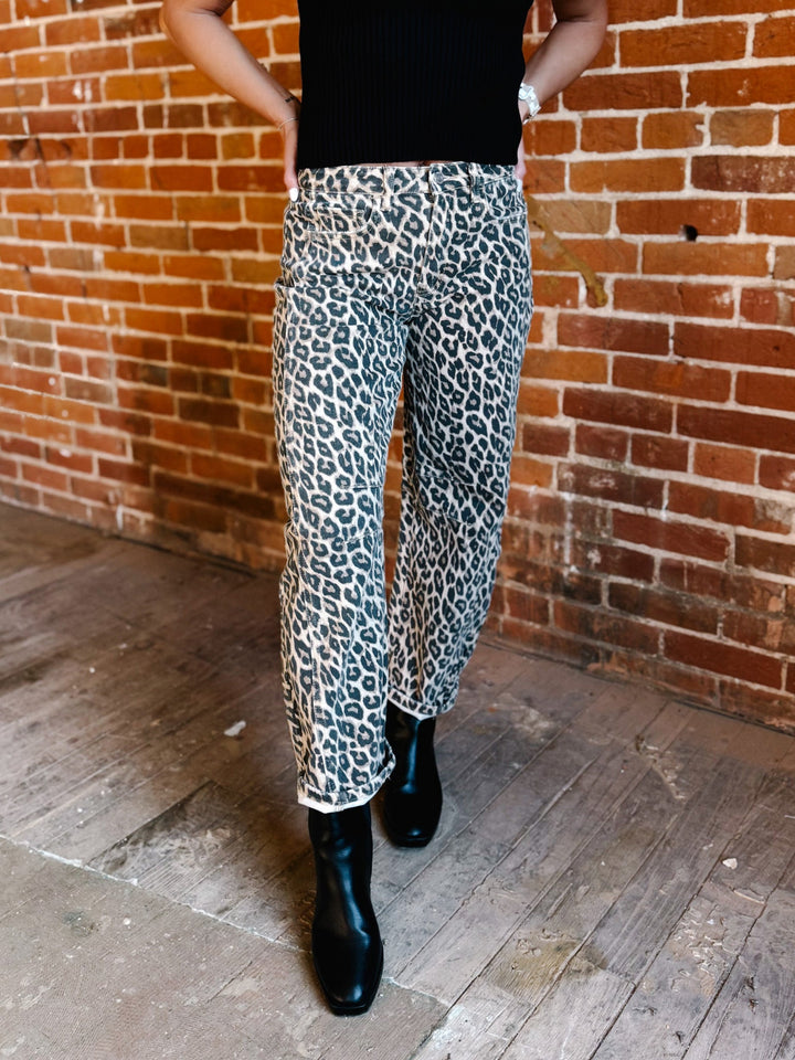 Fierce & Flow Barrel Jeans, Animal Print