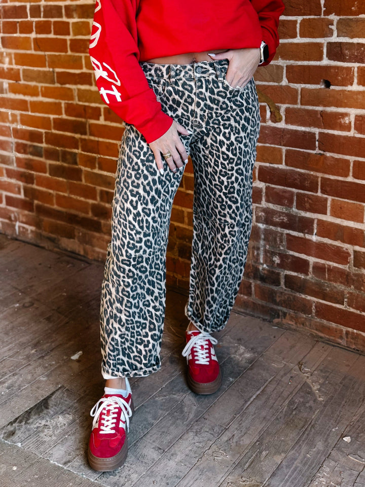 Fierce & Flow Barrel Jeans, Animal Print