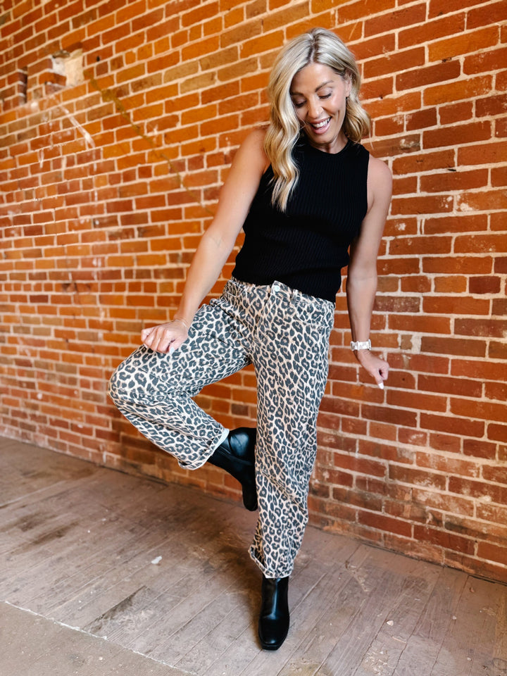 Fierce & Flow Barrel Jeans, Animal Print