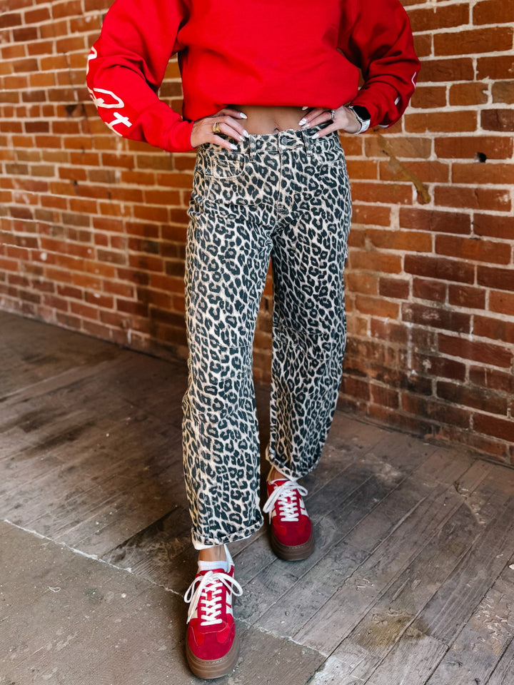 Fierce & Flow Barrel Jeans, Animal Print