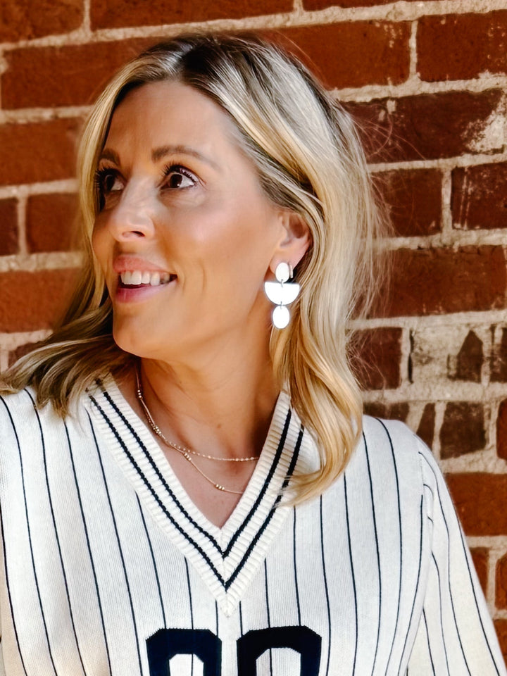 Finn Drop Earrings, Matte Silver