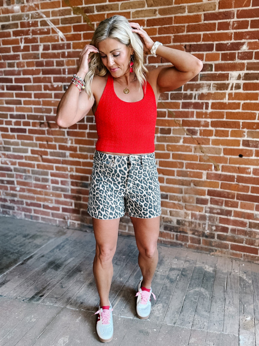 Floral Whisper Halter Tank, Red