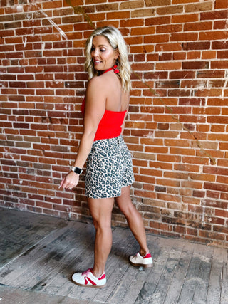 Floral Whisper Halter Tank, Red
